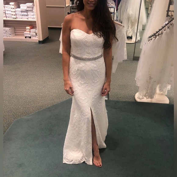 NWT Boho Wedding Dress + Belt - Picture 6 of 7